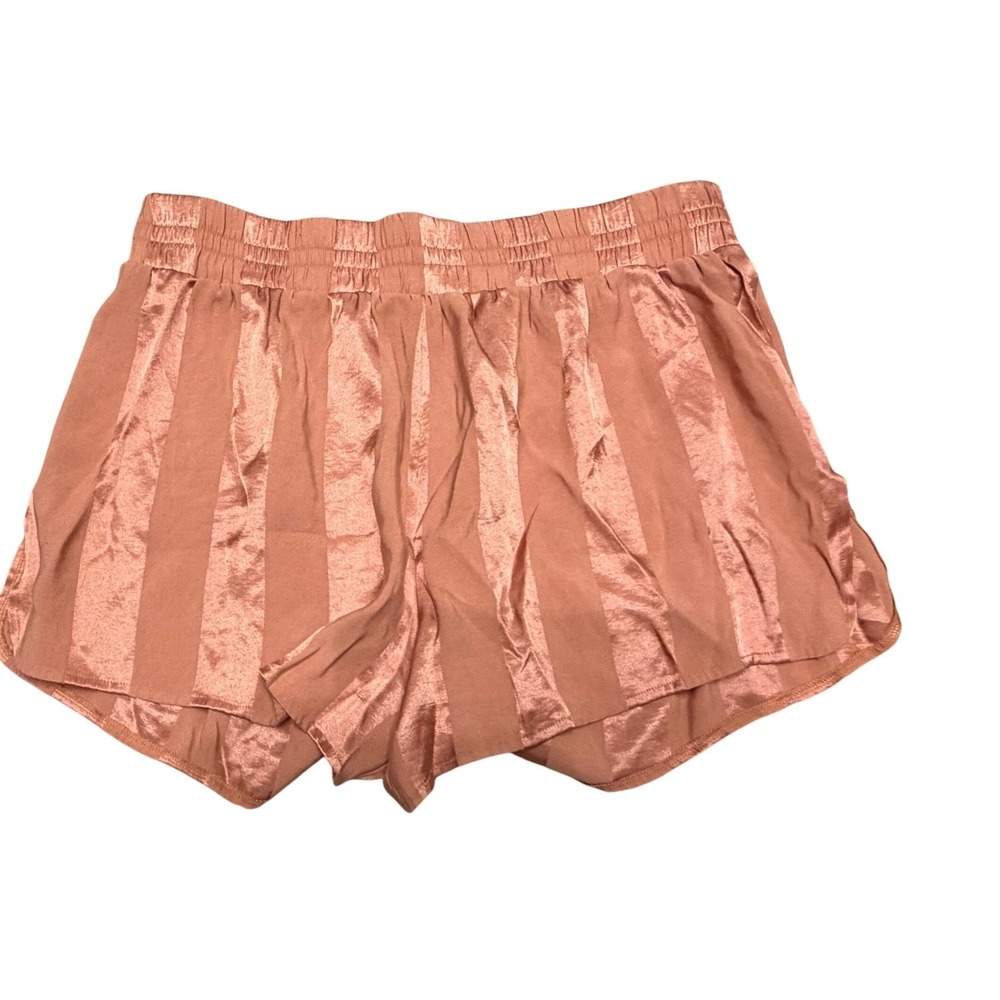 Victoria's Secret Satin Striped Pajama Shorts Copper Rose Gold XL